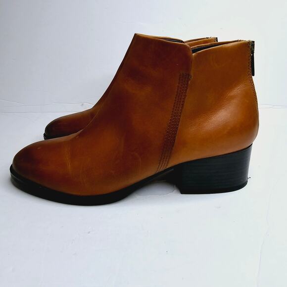 Clarks Elvina Dawn Tan Leather Distress Ankle Boots Size 9 - Picture 9 of 13